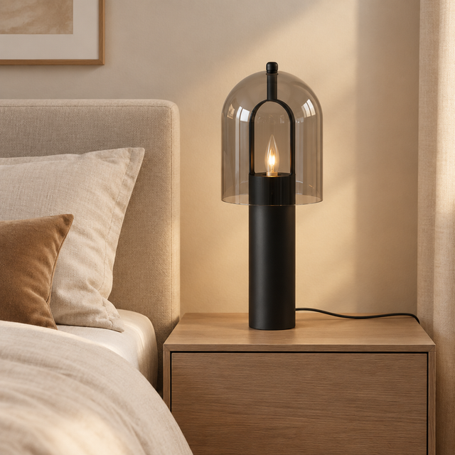 smoke glass table lamp Postmodern Personality Floor Lamps Nordic Minimalist Creative Table Lights Living Room Bedroom Nightstand High End LED Luminaire — lifestyle photograph
