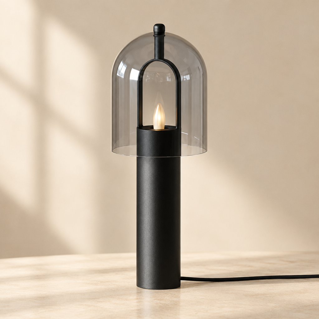 smoke glass table lamp Postmodern Personality Floor Lamps Nordic Minimalist Creative Table Lights Living Room Bedroom Nightstand High End LED Luminaire — close photograph