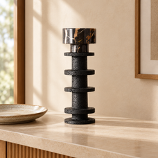 27 cm tall Large Black Marble Pillar Candlestick Luxury Travertine Stone Candle Holder for Wedding Dinning Party Table Centerpieces — lifestyle photograph