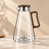 clear Large Capacity 2000ML Glass Cold Water Jug Heat Resistant Water Pot With Wooden Handle Filter Lid Juice Glass Pitcher Bottle — close photograph