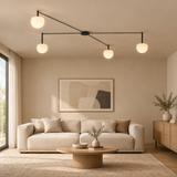 four head Minimalist Linear Ceiling Light Modern Spider Lamp Glass Shade for Bedroom Study Living Room Office Villa Indoor Home Lighting — lifestyle photograph
