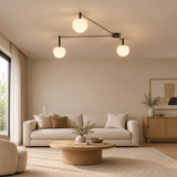 three head Minimalist Linear Ceiling Light Modern Spider Lamp Glass Shade for Bedroom Study Living Room Office Villa Indoor Home Lighting — lifestyle photograph