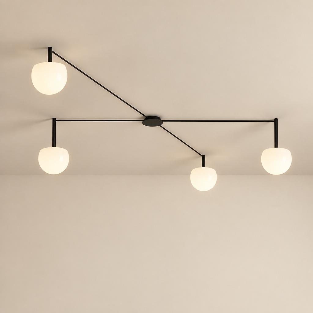 four head Minimalist Linear Ceiling Light Modern Spider Lamp Glass Shade for Bedroom Study Living Room Office Villa Indoor Home Lighting — premium background photograph