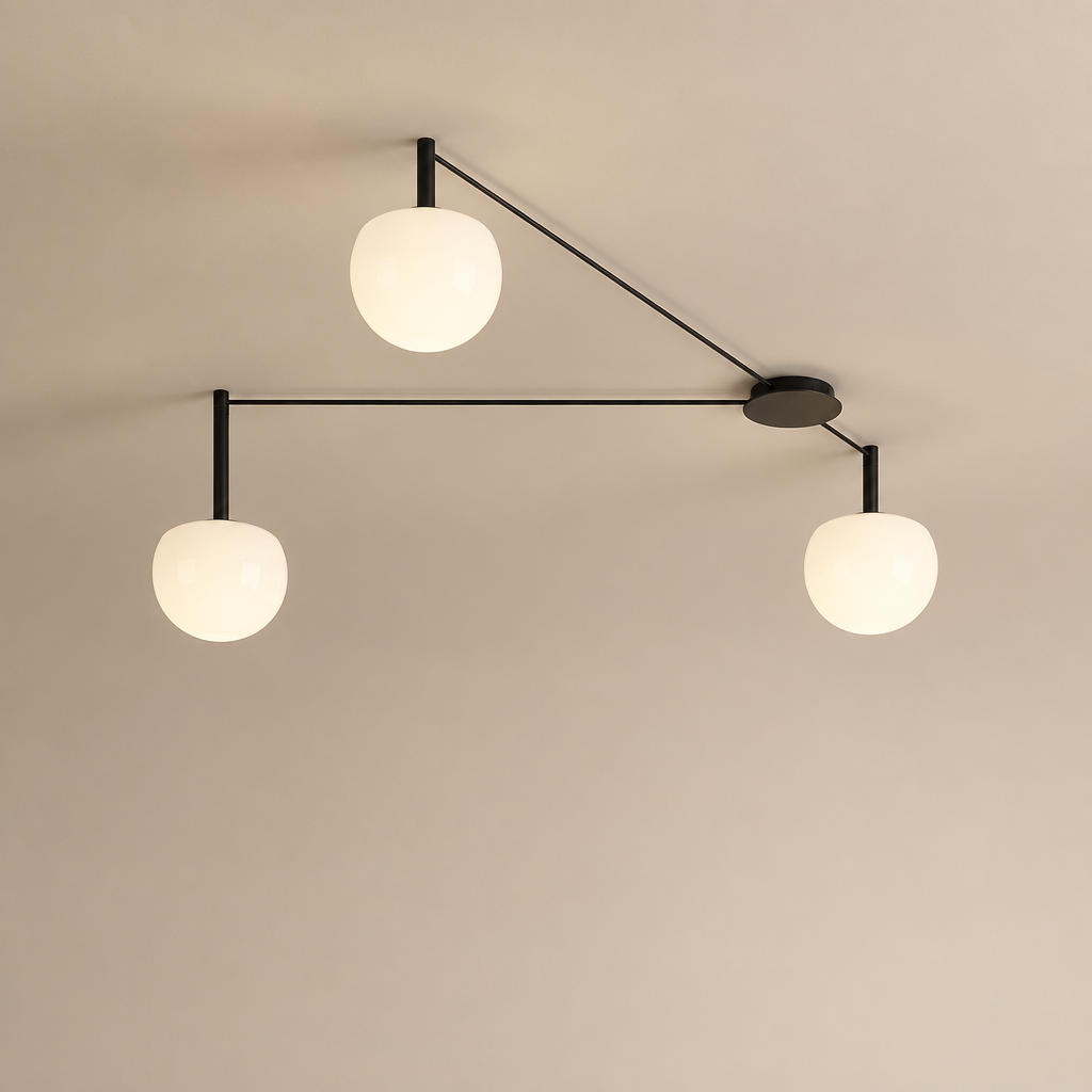 three head Minimalist Linear Ceiling Light Modern Spider Lamp Glass Shade for Bedroom Study Living Room Office Villa Indoor Home Lighting — premium background photograph