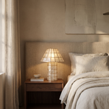 Baskoraa shell mushroom table lamp in a luxury bedroom setting