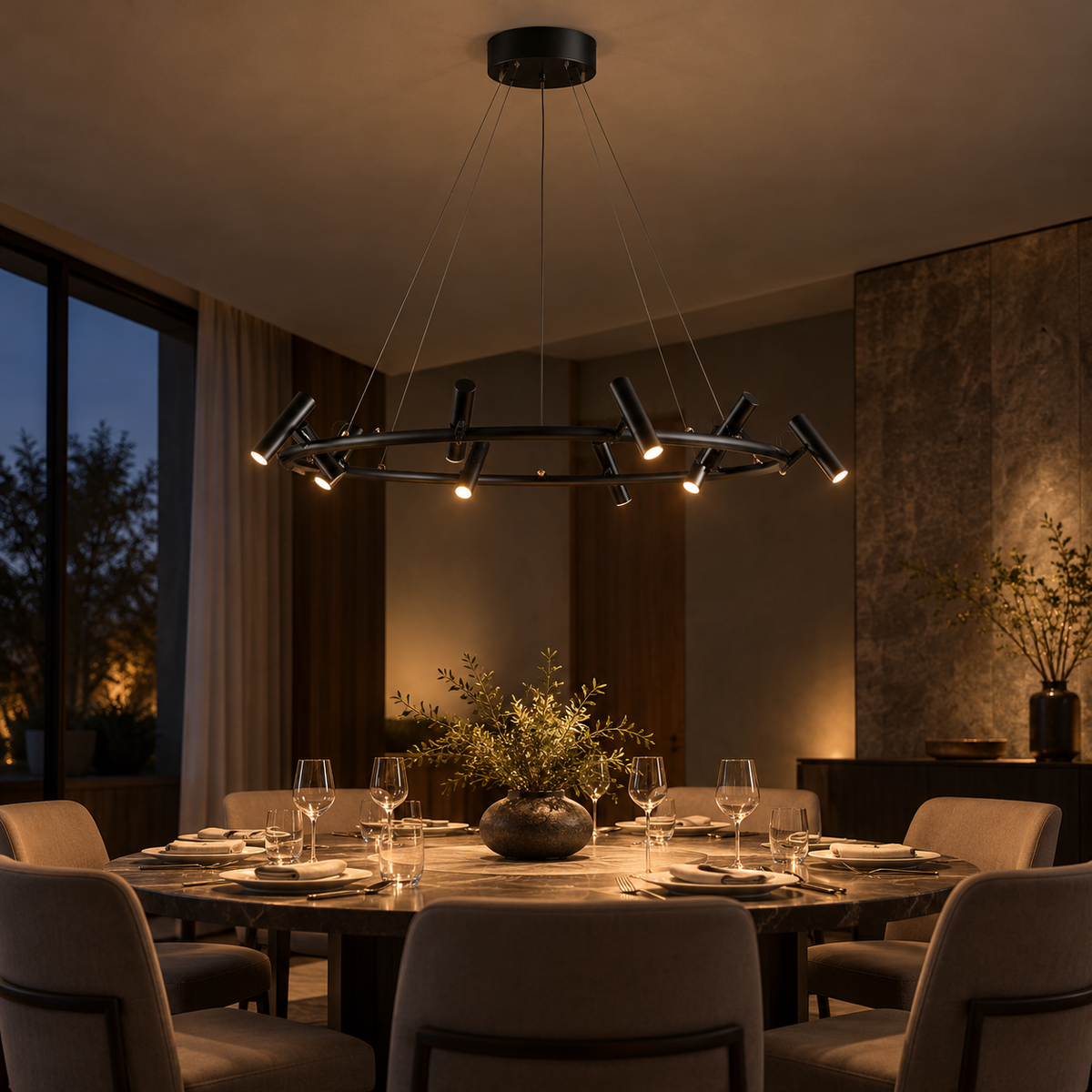 Norellis Adjustable Ring LED Chandelier