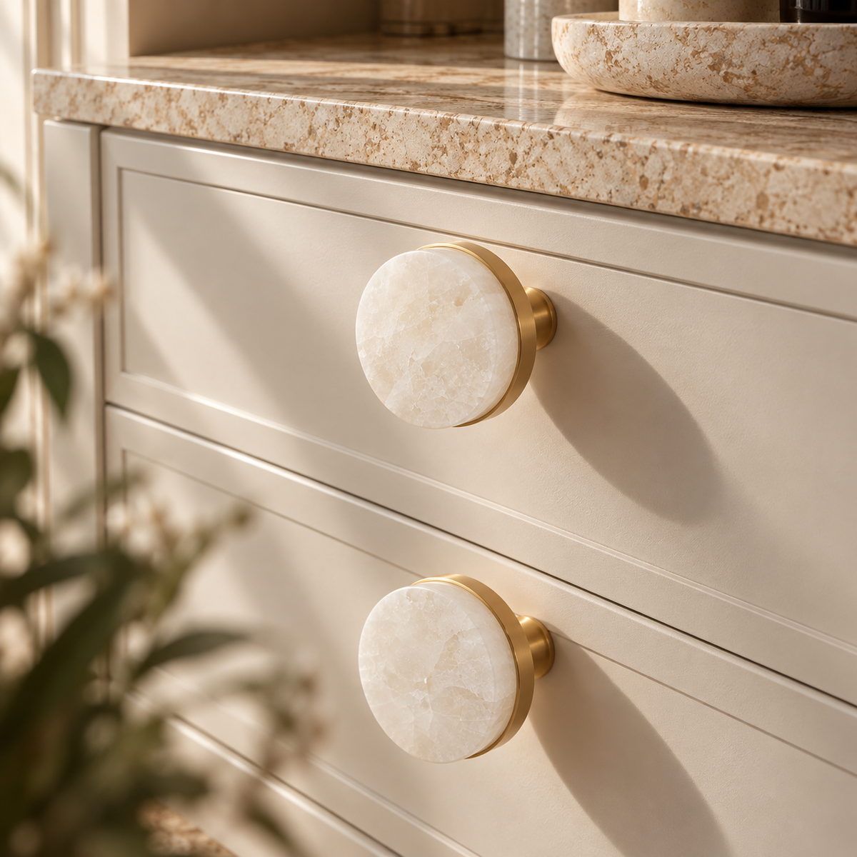 Roselle Crystal & Brass Cabinet Knobs