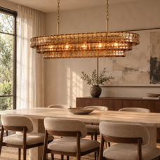 Étoile Vintage French Amber Glass Chandelier