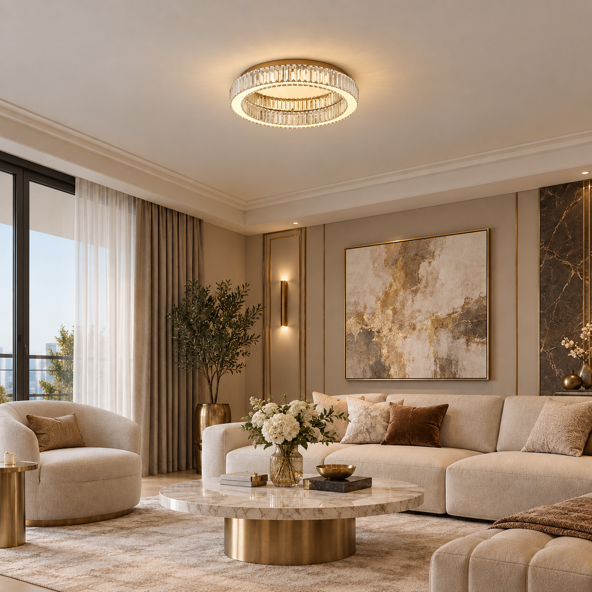 Calista Crystal Halo Ceiling Light
