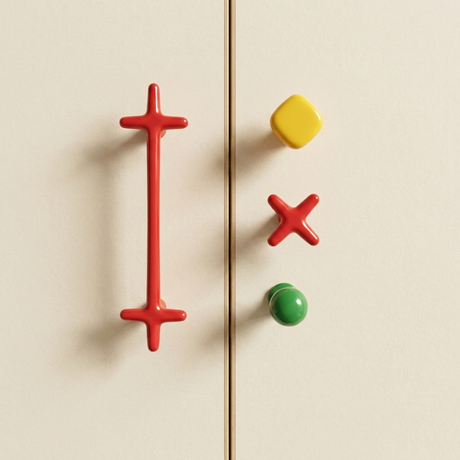 Premium colorful cross cabinet pull and knob hardware detail