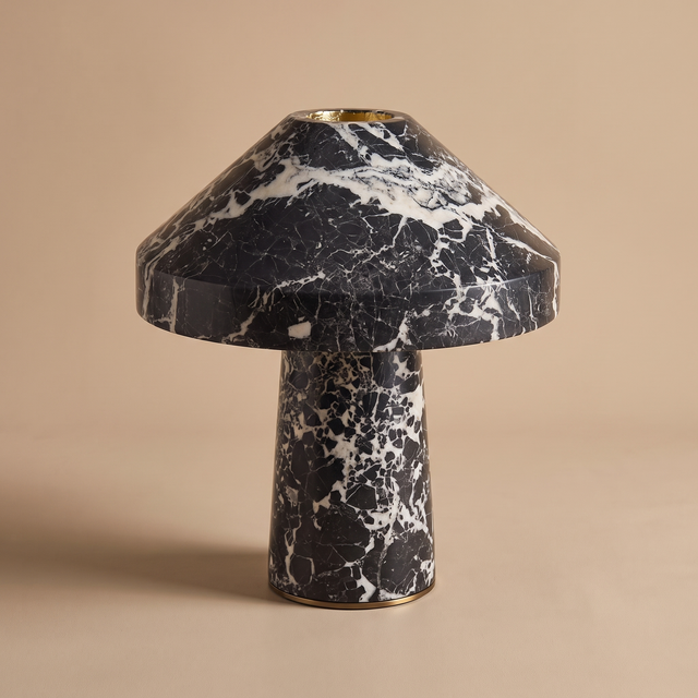 Cordless table lamp on a clean warm beige background
