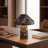 Cordless table lamp on a walnut office desk