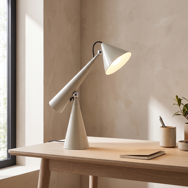 Designer Conical Portable Table Lamp – Variant A Soft Grey – modern home office