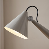 Designer Conical Portable Table Lamp – Variant A Soft Grey – shade and pivot close detail
