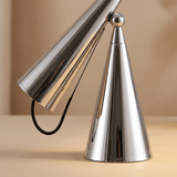 Designer Conical Portable Table Lamp – Variant C Mirror Silver – base and arm close detail