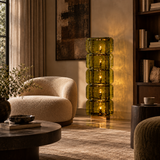 Vetra Green Glass Column Floor Lamp
