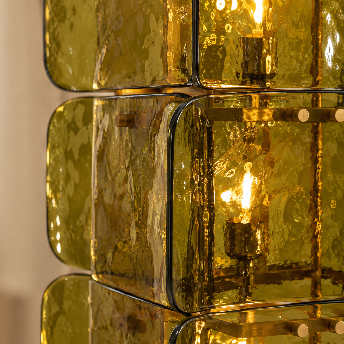 Vetra Green Glass Column Floor Lamp