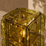 Vetra Green Glass Column Floor Lamp