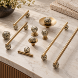 Orba Stone & Brass Cabinet Handles & Knobs