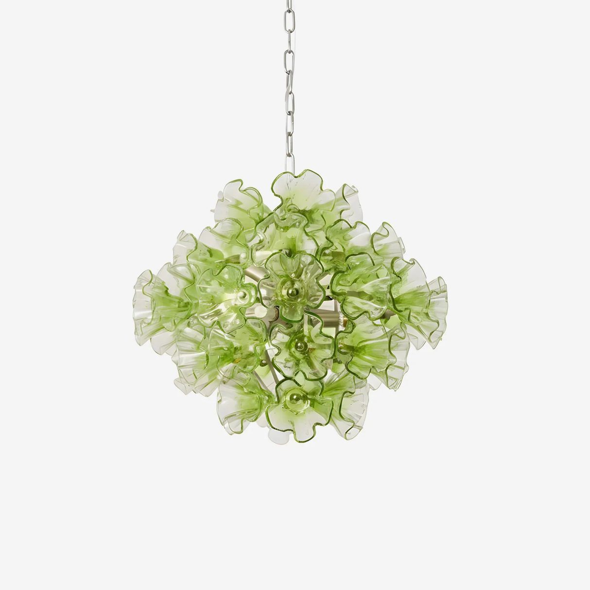 Green floral pendant light on a white background