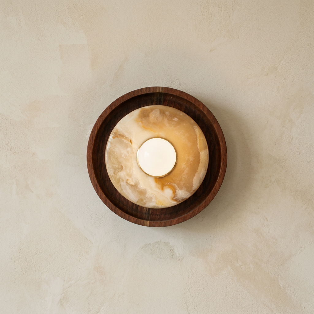 Natural Marble Wabi-Sabi Wall Lamp - clean premium background