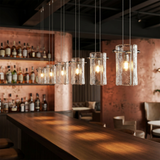 Handmade Glass Pendant Light - multiple pendants over bar counter