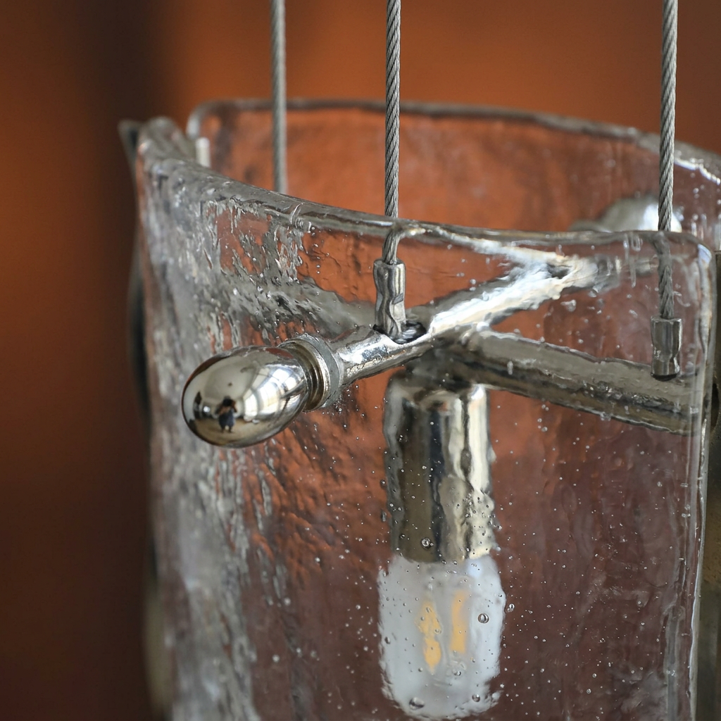Handmade Glass Pendant Light - glass and hardware close-up