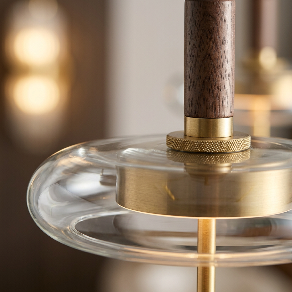 Brass Walnut LED Lamp - close-up material detail, variant 1
