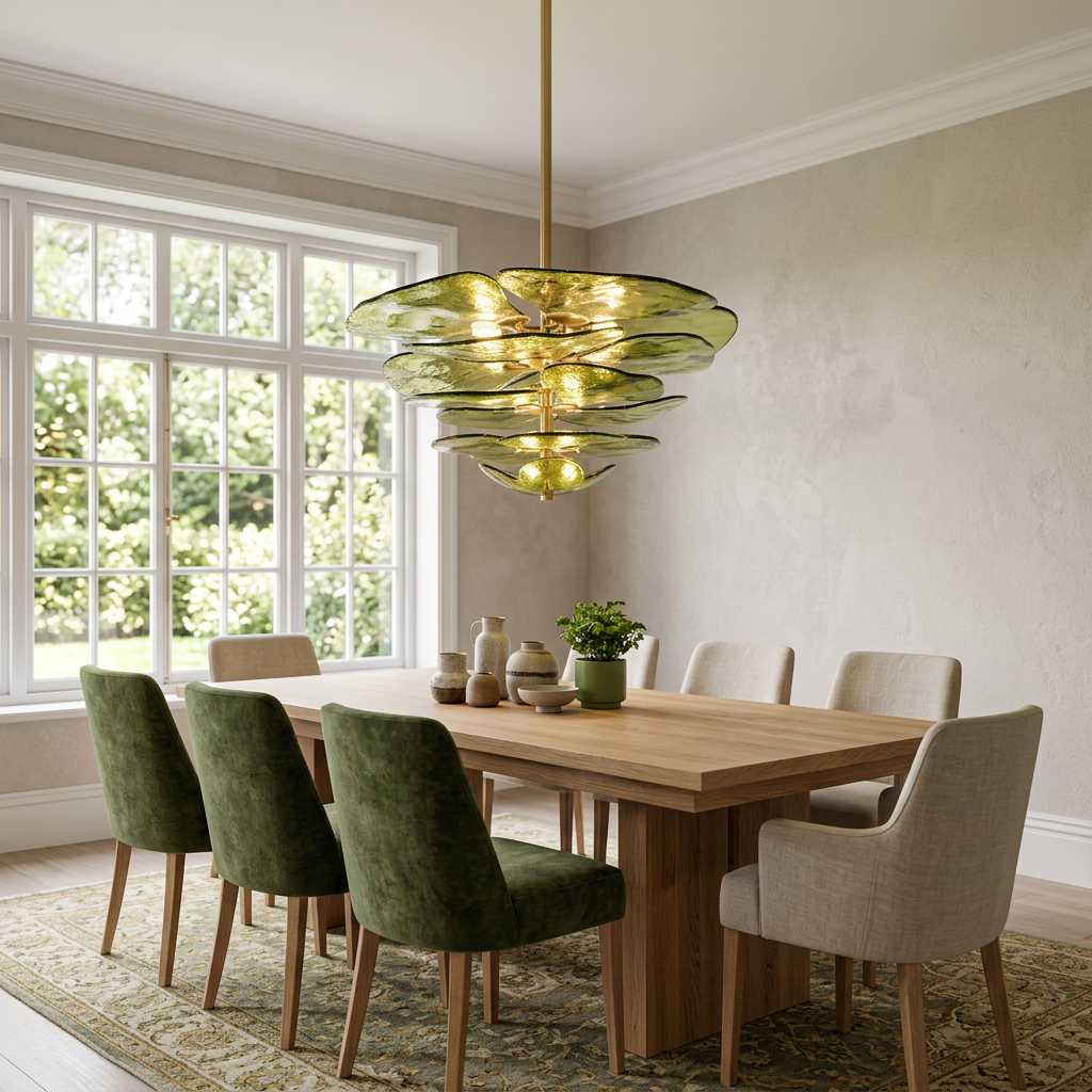 LustraVitra Green Ceiling Chandelier - dining room setting