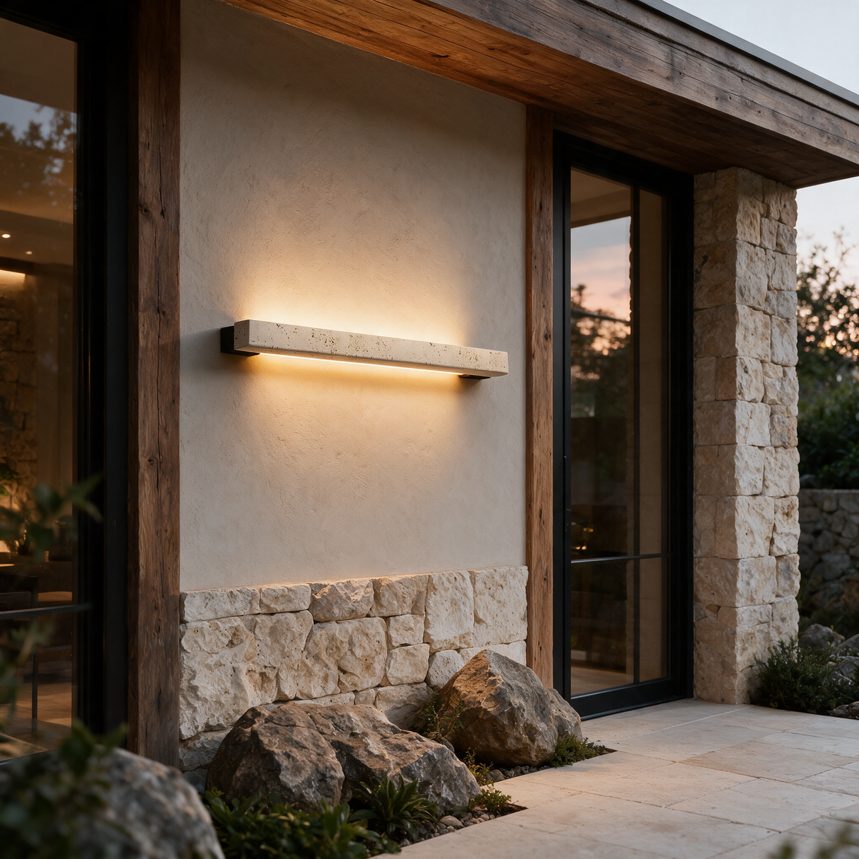 Tavra Cave Stone Linear Wall Light