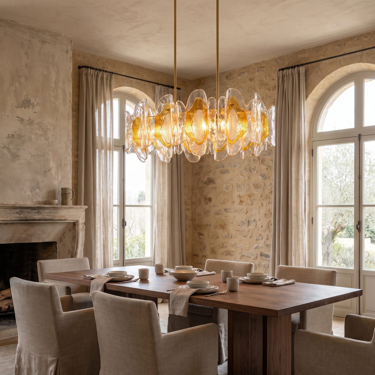 Avelune Amber Linear Glass Chandelier