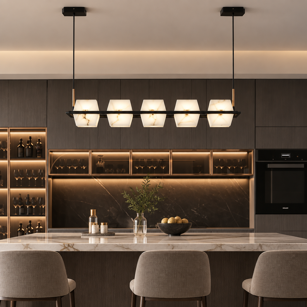 Revena Marble & Copper Chandelier