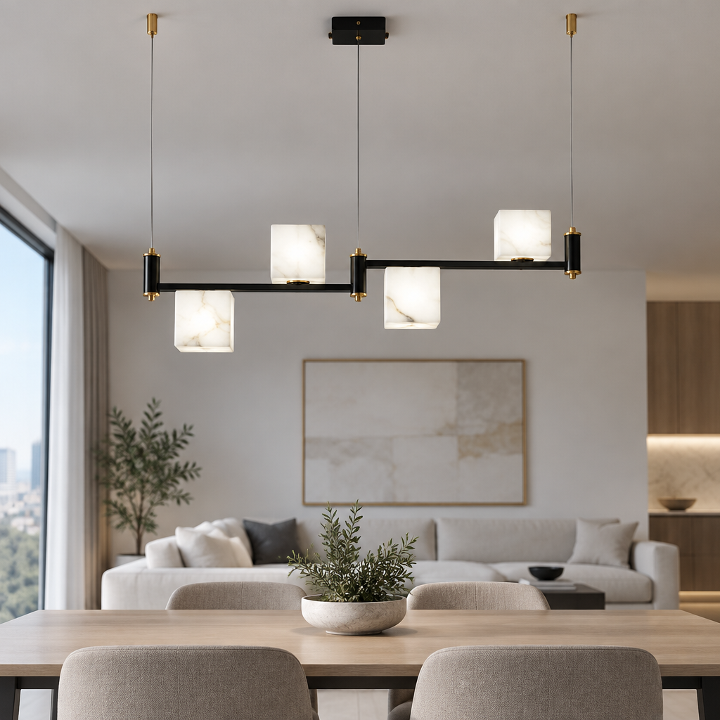 Revena Marble & Copper Chandelier