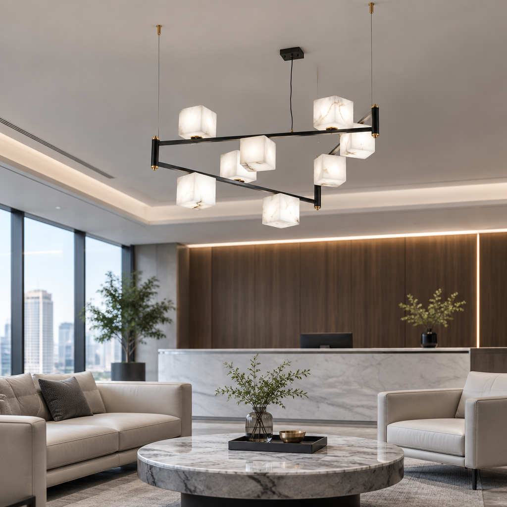 Revena Marble & Copper Chandelier