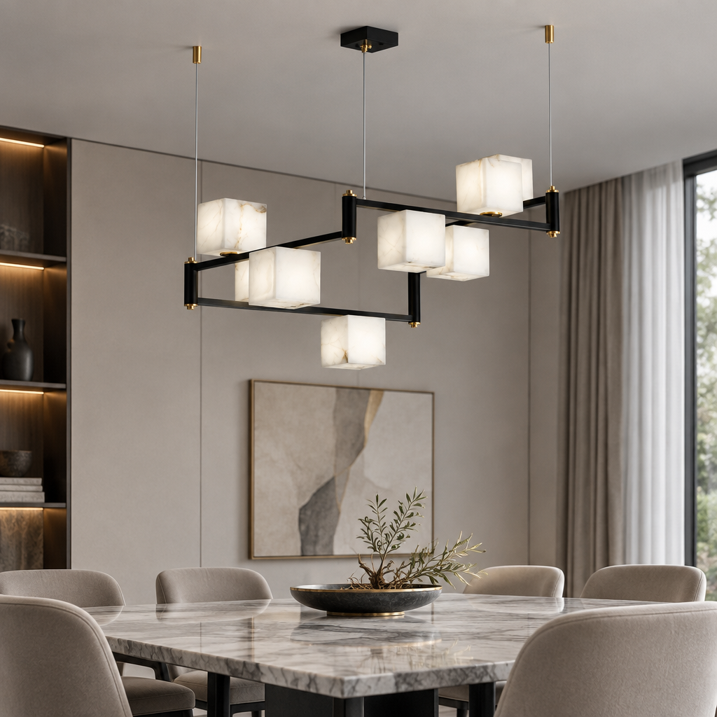 Revena Marble & Copper Chandelier