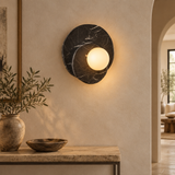Natural jade wall lamp – Black Marble – villa hallway setting