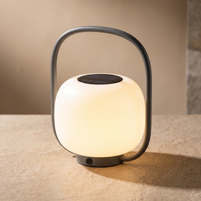 Luminous Solar LED Outdoor Floor Lamp – 26 × 39 cm – upper light and solar detail