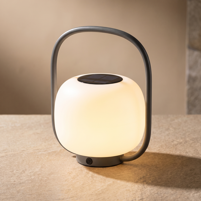Luminous Solar LED Outdoor Floor Lamp – 26 × 39 cm – upper light and solar detail