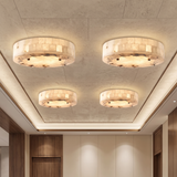 Multiple natural marble ceiling lamps in a luxury hotel