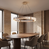 Modern Natural Yellow Travertine Square Pendant Light – Light Yellow 50 cm – coworking meeting-room setting