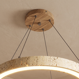 Modern Natural Yellow Travertine Square Pendant Light – Light Yellow 60 cm – ceiling canopy and suspension detail