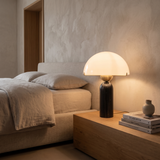 Natural Marble Base Mushroom Table Lamp – Black Marble – modern bedroom lifestyle