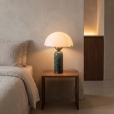 Natural Marble Base Mushroom Table Lamp – Green Stone – modern bedroom lifestyle