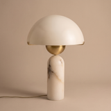 Natural Marble Base Mushroom Table Lamp – Natural Marble – premium beige background