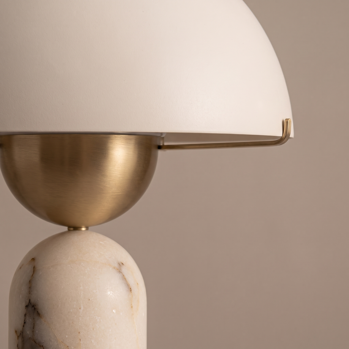 Natural Marble Base Mushroom Table Lamp – Natural Marble – shade and stone close detail
