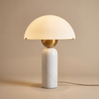 Natural Marble Base Mushroom Table Lamp – White Marble – premium beige background