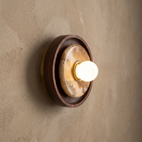 100% Natural Marble French Wabi-Sabi Wall Lamp – 18 × 8 cm – premium beige background