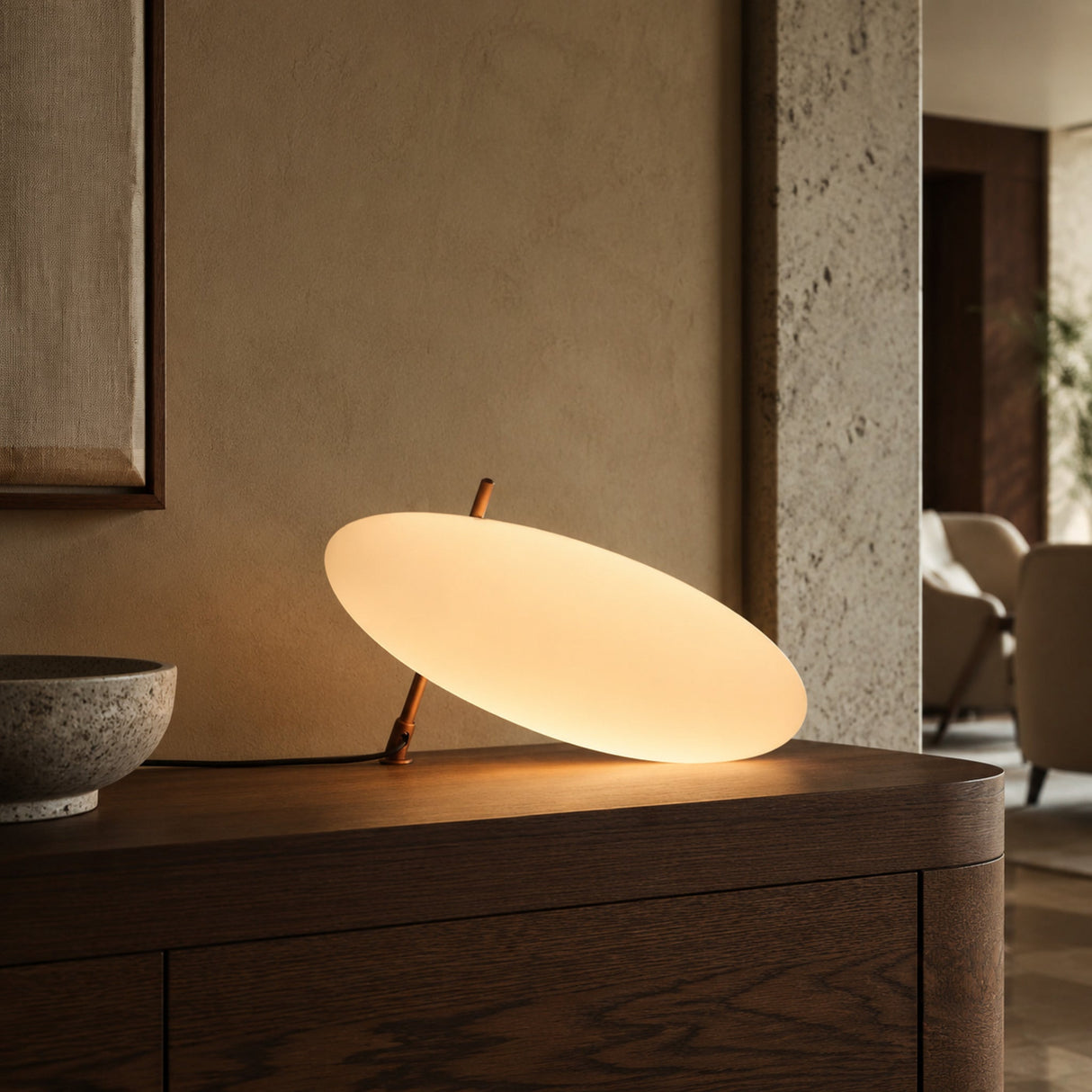 New Luck 2700K touch night light in a calm contemporary interior