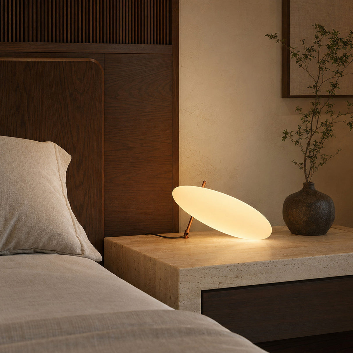 New Luck touch night light styled in a warm luxury bedroom