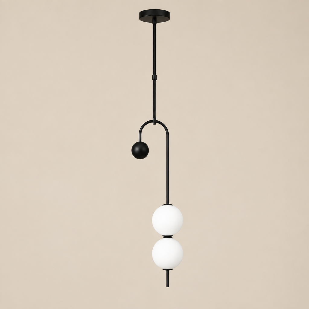 Noctis Black B double-globe pendant on a clean premium beige background